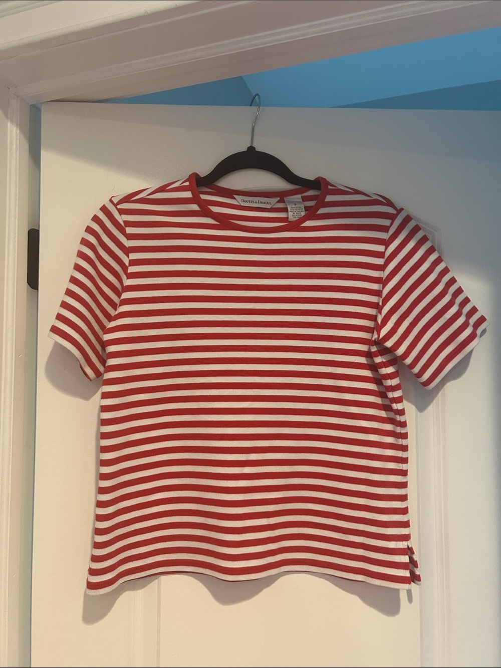 Draper’s & Damon’s Red and White Horizontal Striped Shirt